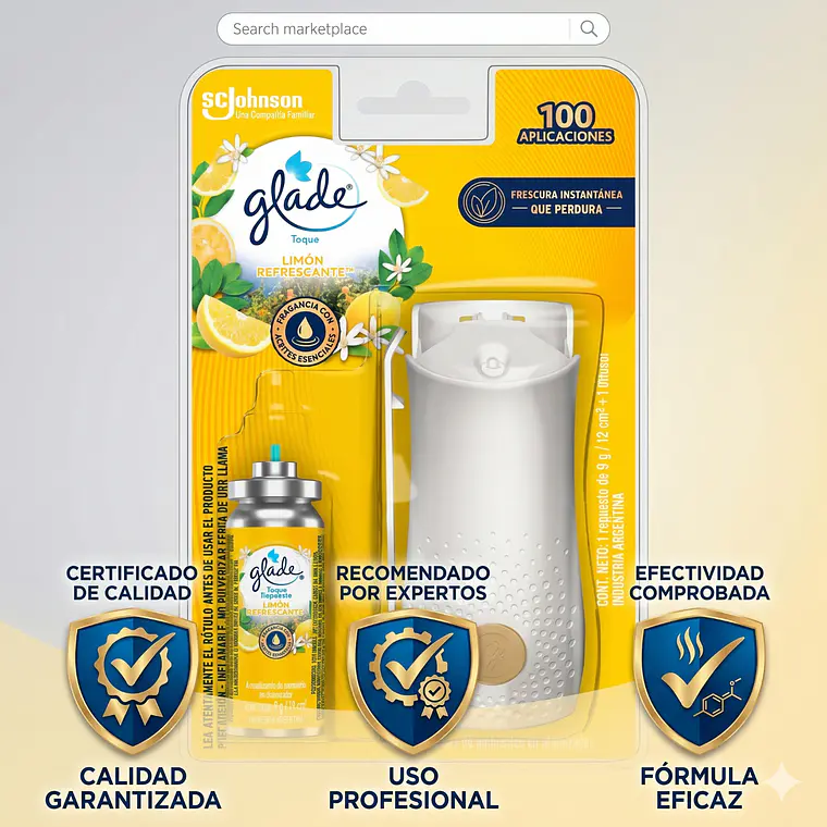 Glade Toque Aparato + Repuesto 9g Aroma Limón Refrescante 5