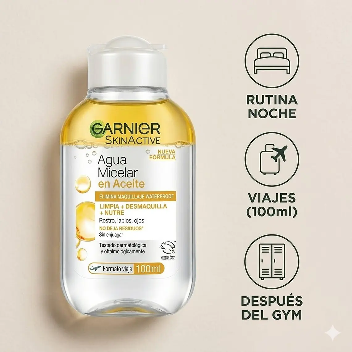 Agua Micelar En Aceite Garnier Desmaquilla Waterproof 100ml 4