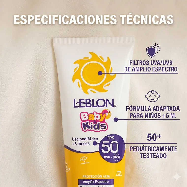 Protector Solar Niños Leblon Baby Kids FPS50 190g 4
