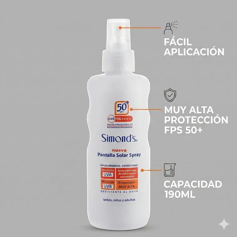 Protector Solar Simonds Spray FPS50 190ml 4