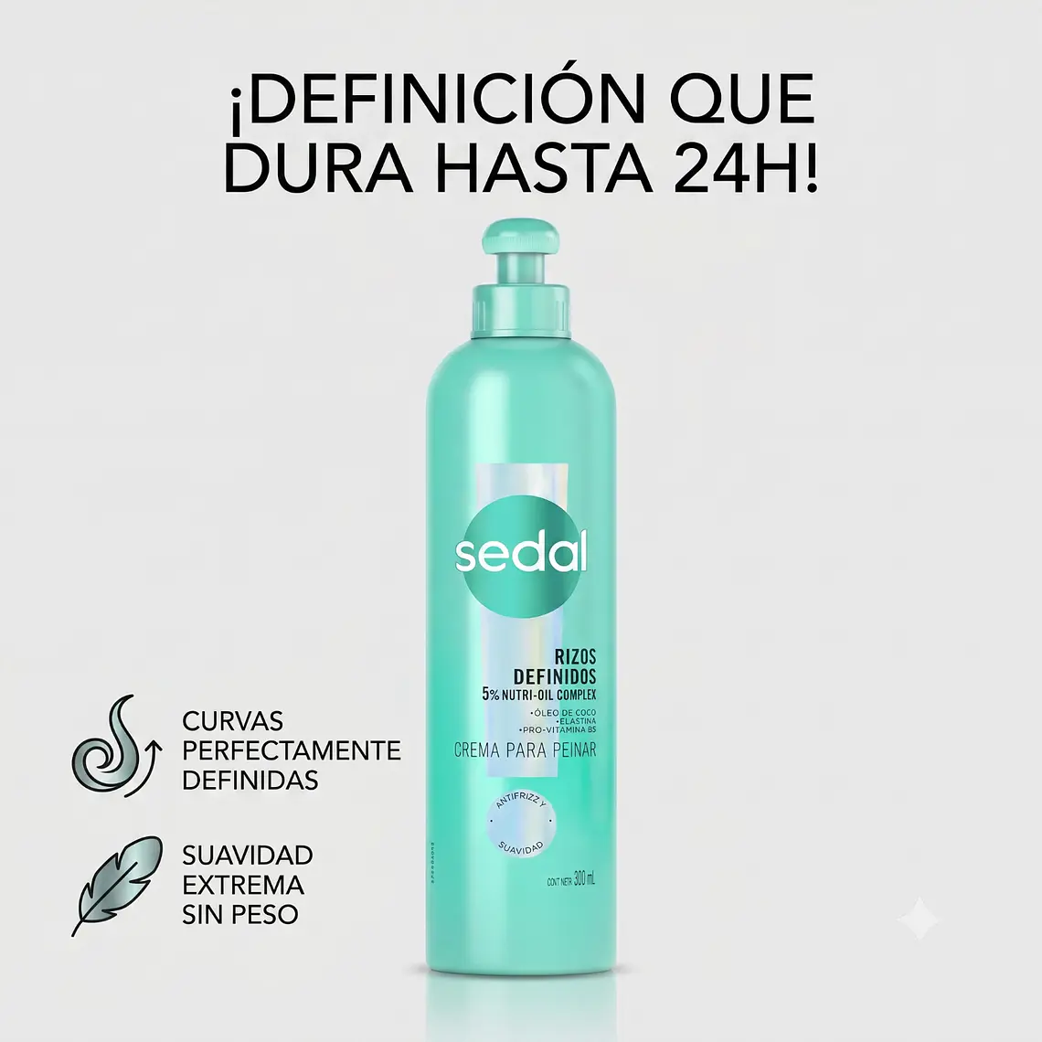 Sedal Crema Peinar Rizos Definidos 300ml Antifrizz 2