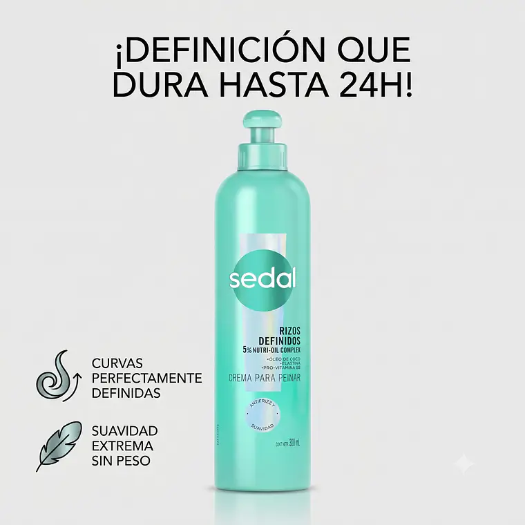 Sedal Crema Peinar Rizos Definidos 300ml Antifrizz 2