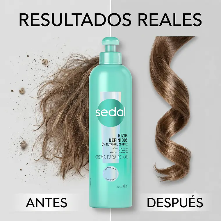 Sedal Crema Peinar Rizos Definidos 300ml Antifrizz 5