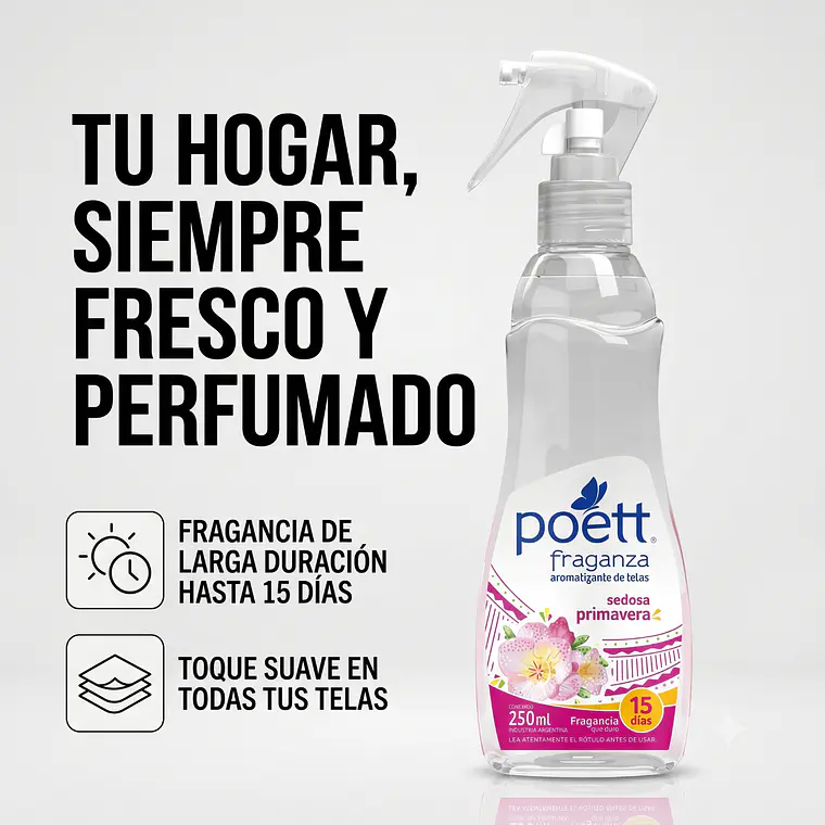 Aromatizante Telas Poett Sedosa Primavera 250ml 2