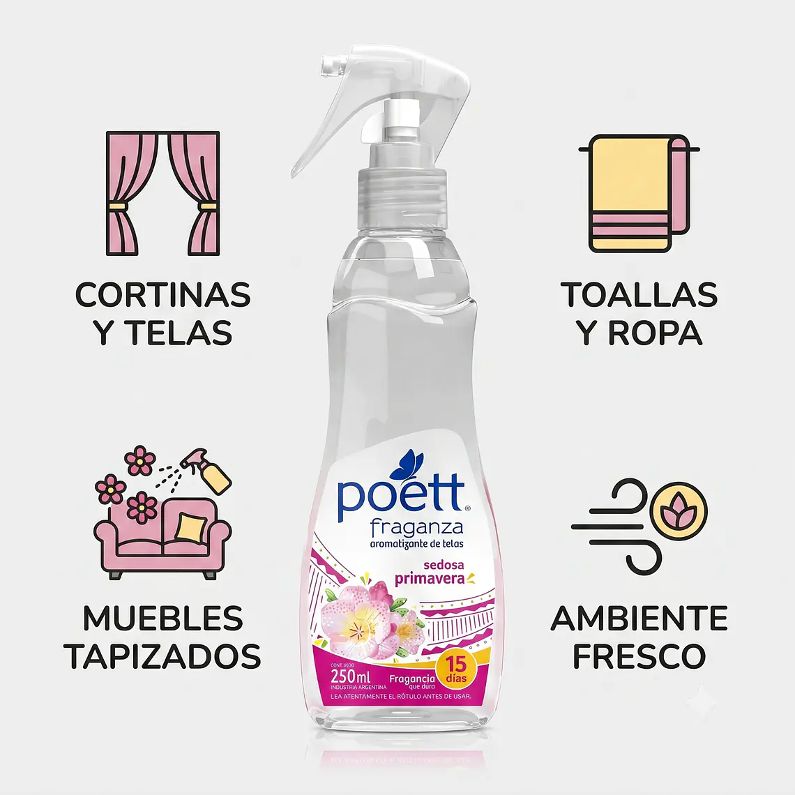 Aromatizante Telas Poett Sedosa Primavera 250ml 3