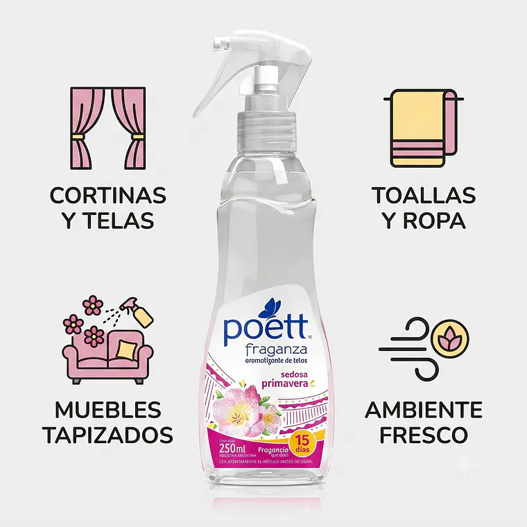 Aromatizante Telas Poett Sedosa Primavera 250ml 3