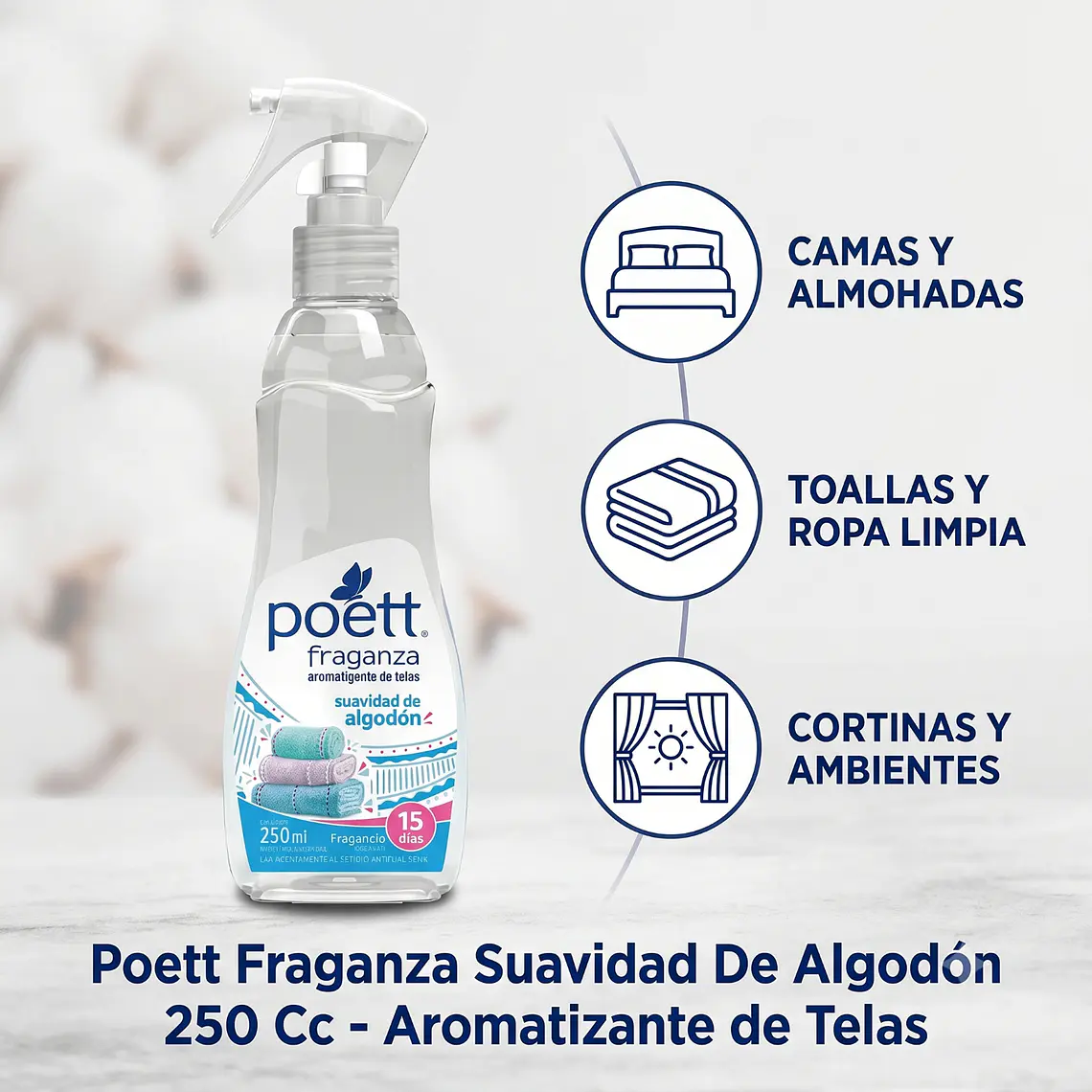 Aromatizante Telas Poett Suavidad Algodon 250ml 3