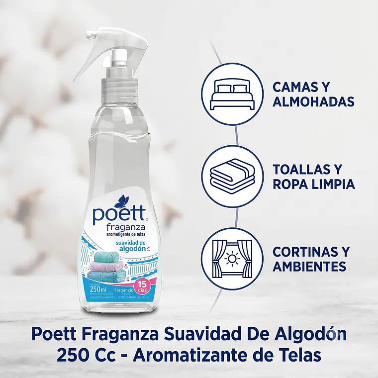 Aromatizante Telas Poett Suavidad Algodon 250ml 3
