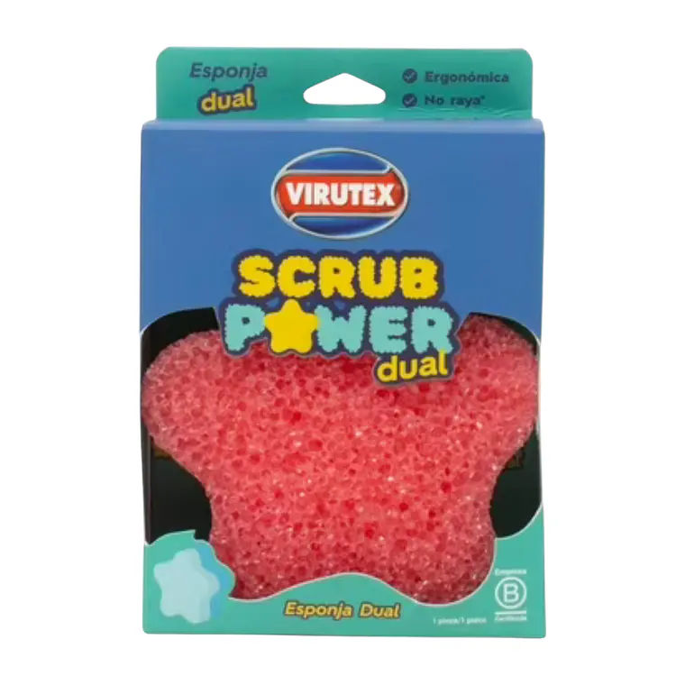 Esponja Dual Virutex Scrub Power Doble Cara 1 Unidad 4