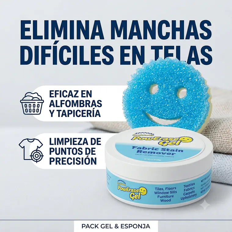 Gel Quitamanchas Telas PowErase 160g Y Esponja Mommy 3