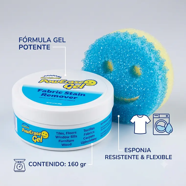Gel Quitamanchas Telas PowErase 160g Y Esponja Mommy 5