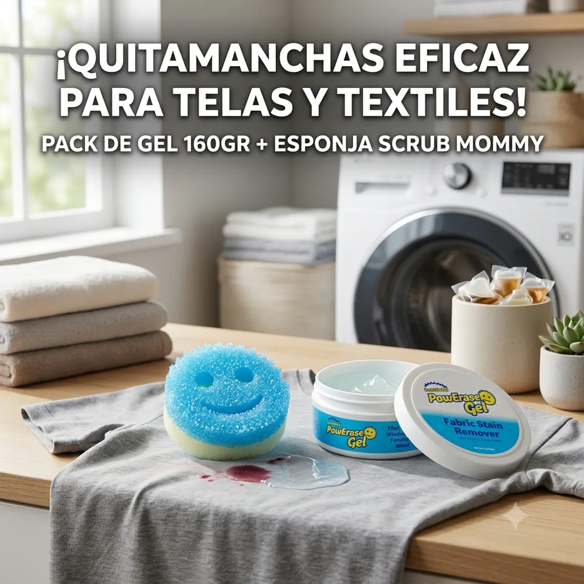 Gel Quitamanchas Telas PowErase 160g Y Esponja Mommy 7