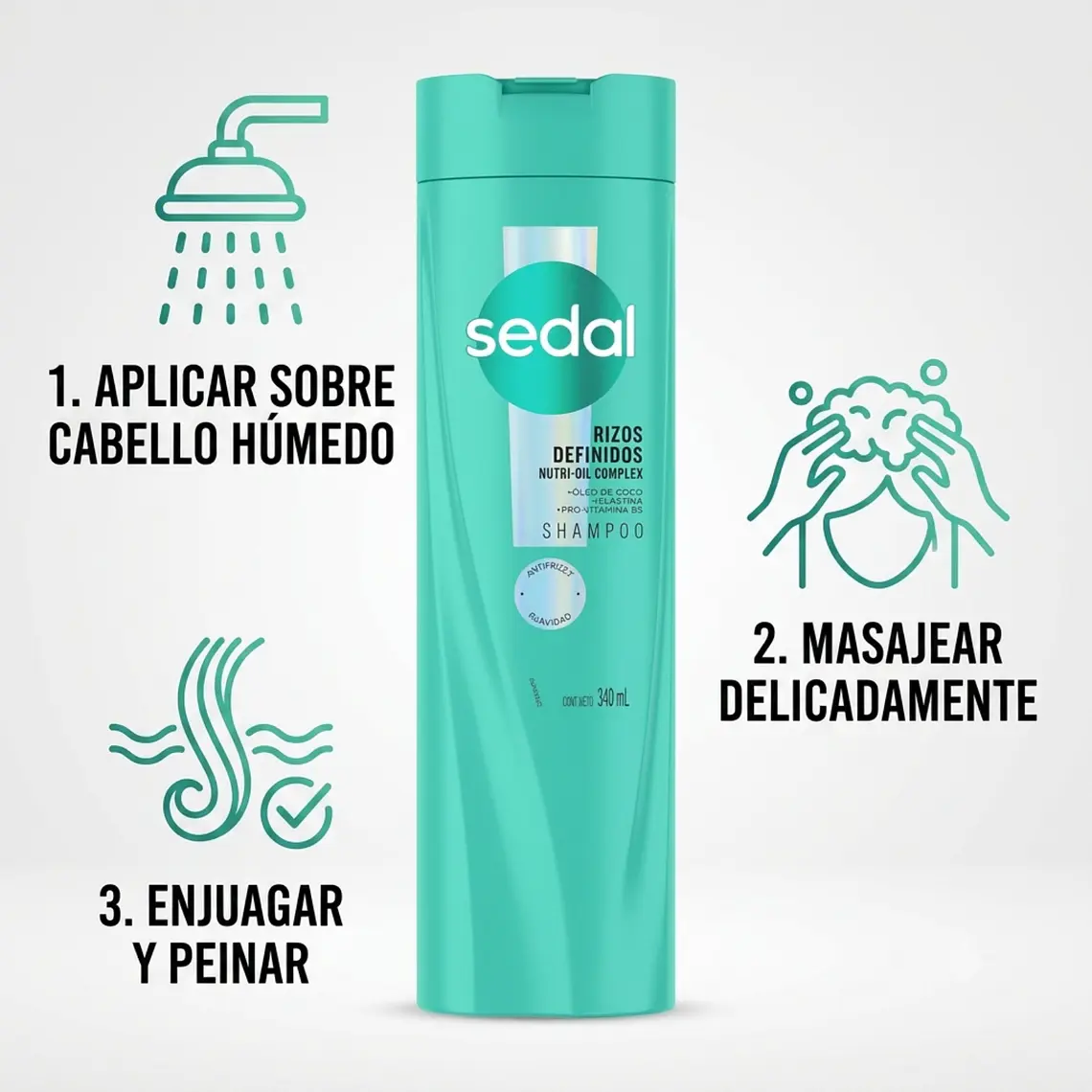 Shampoo Sedal Rizos definidos 340ml 3