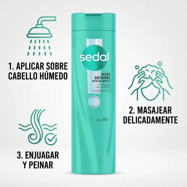 Shampoo Sedal Rizos definidos 340ml 3