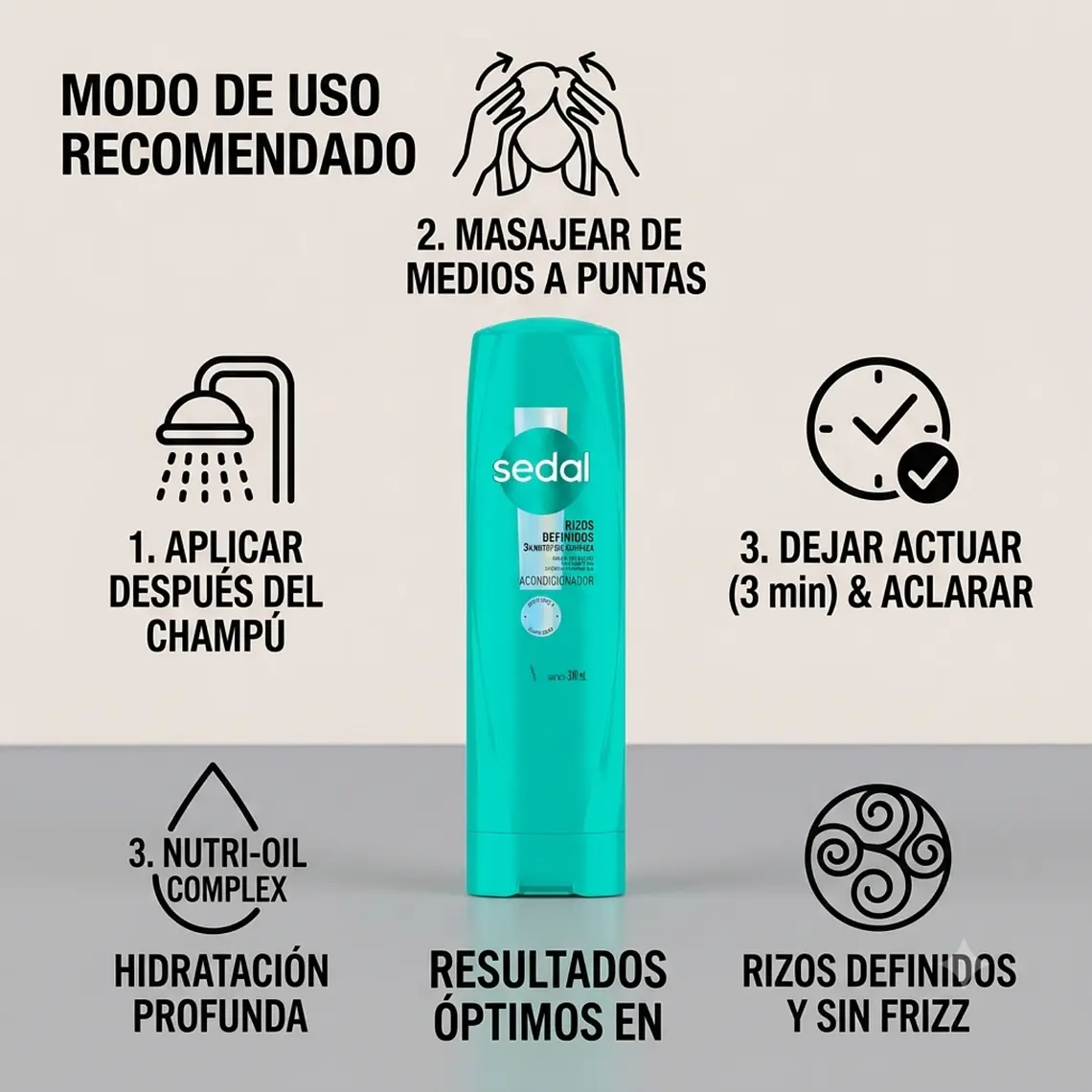 Acondicionador Sedal Rizos definidos 340ml 3