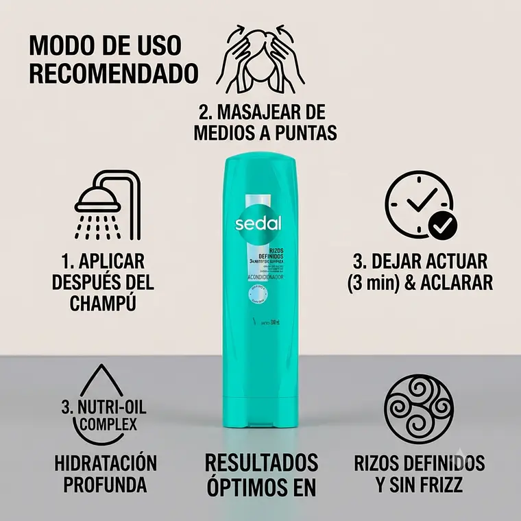 Acondicionador Sedal Rizos definidos 340ml 3