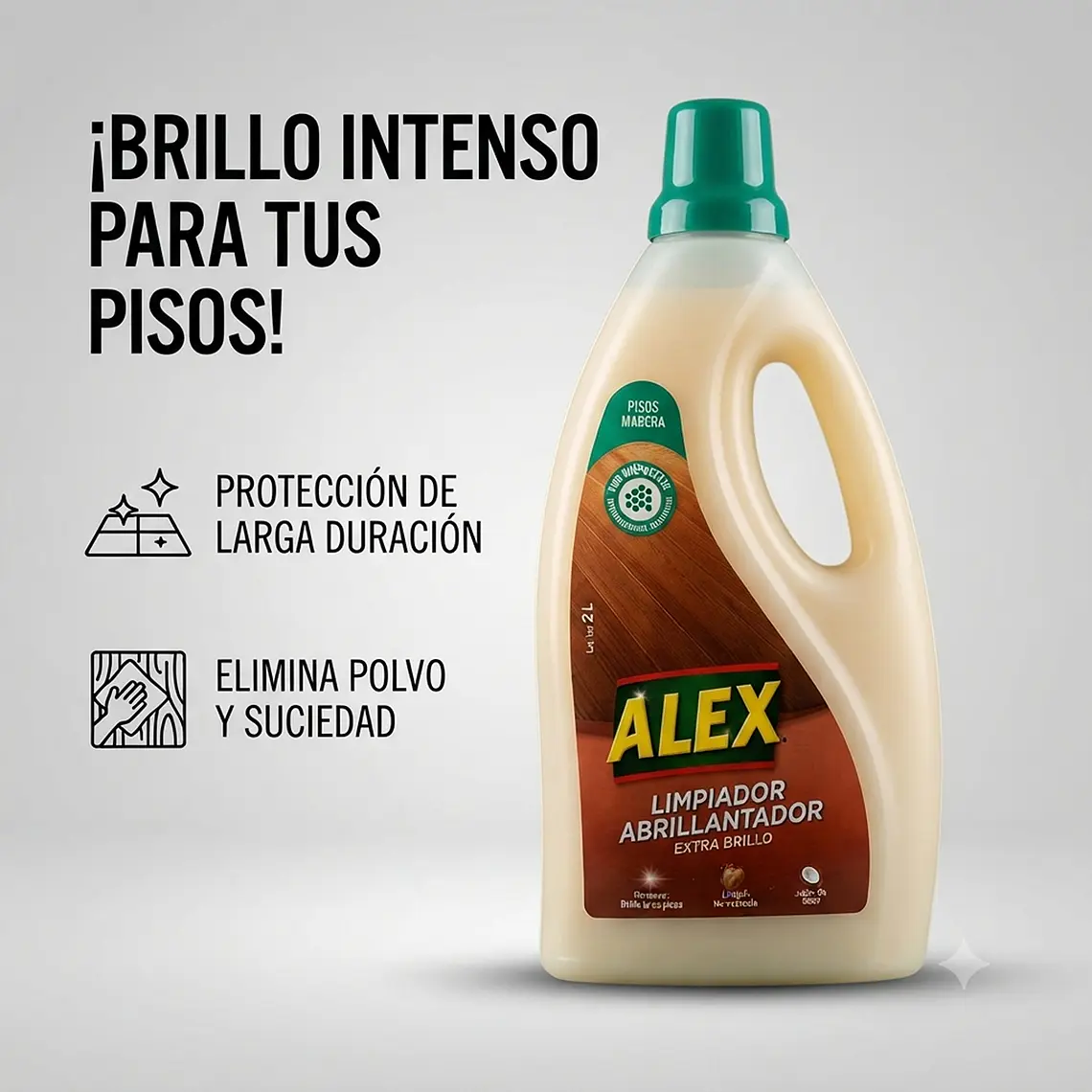Alex Limpiador Abrillantador Pisos Madera 2L Extra Brillo 2