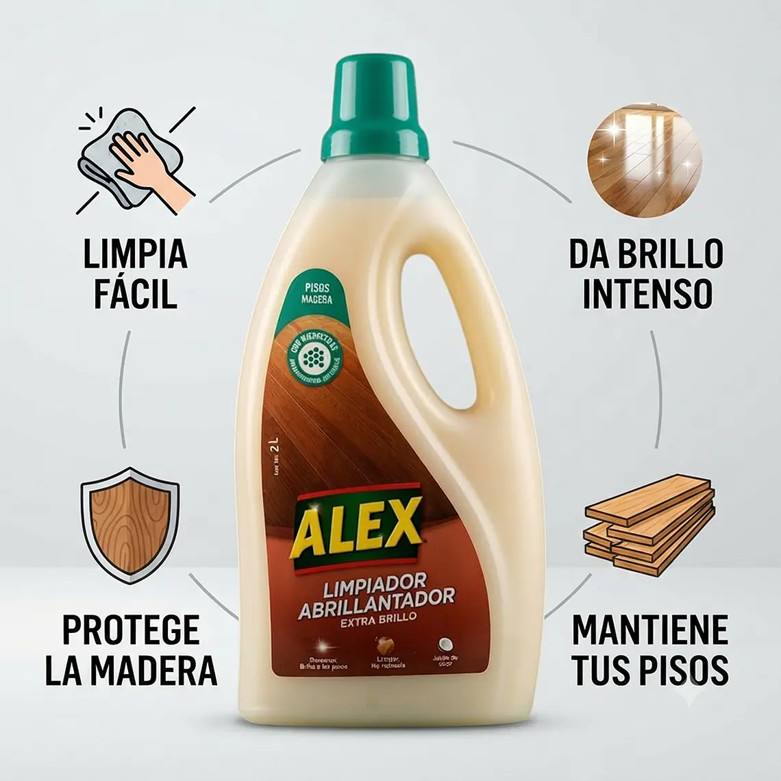 Alex Limpiador Abrillantador Pisos Madera 2L Extra Brillo 3