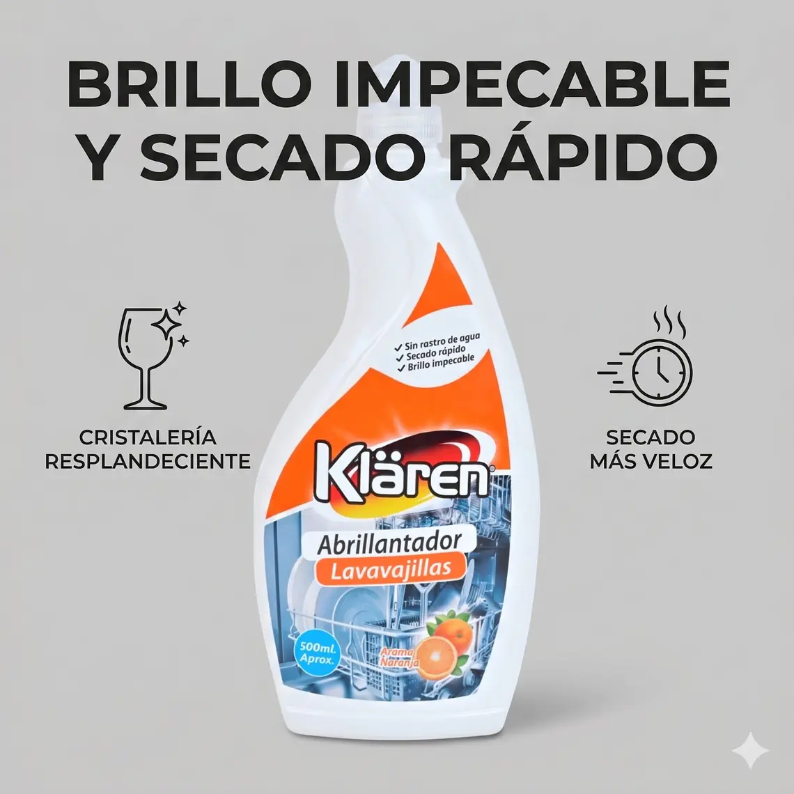 Abrillantador Lavavajillas Klaren 500ml Naranja 2