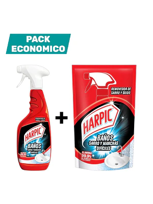 Harpic Baño Gatillo 495ml Mas Recarga 420ml Antisarro