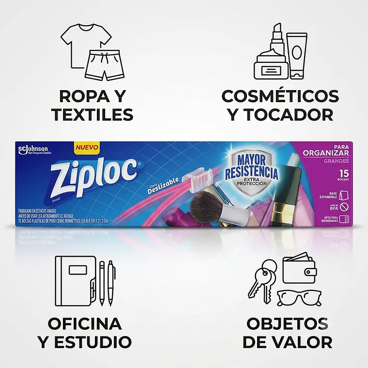 Bolsa Para Organizar Ziploc Grande Cierre Fácil 15un 3