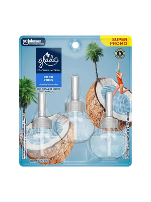 Glade Repuesto Aceites Naturales Coco Vibes 3 Unid 21ml