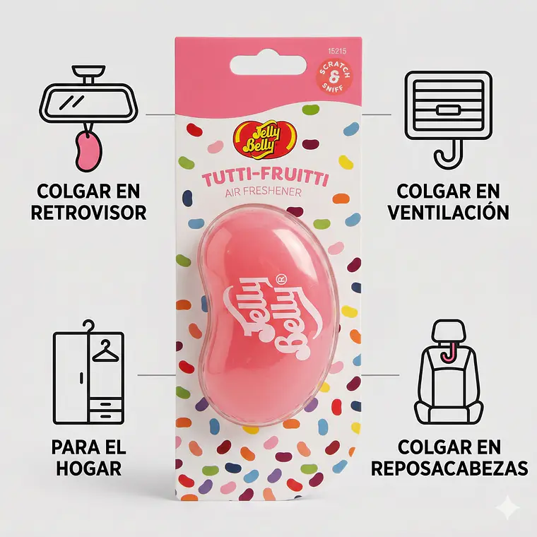 Aromatizante Auto Jelly Belly 3D Tutti Frutti Colgante 3