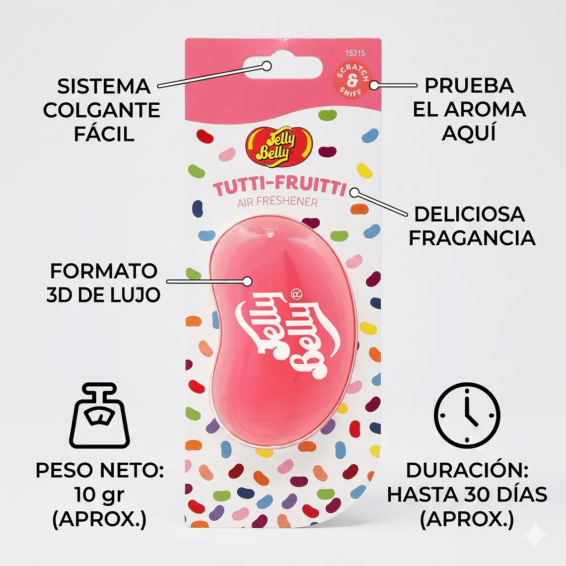 Aromatizante Auto Jelly Belly 3D Tutti Frutti Colgante 4