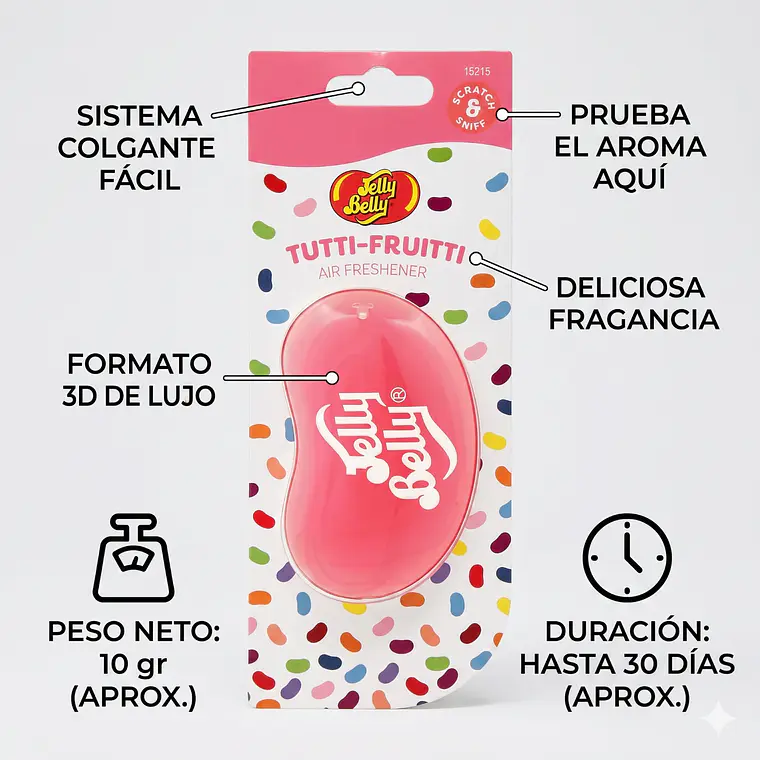 Aromatizante Auto Jelly Belly 3D Tutti Frutti Colgante 4