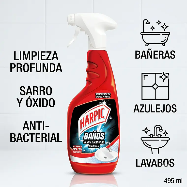 Limpiador Baño Sarro y Manchas Difíciles Gatillo 495 ml 3