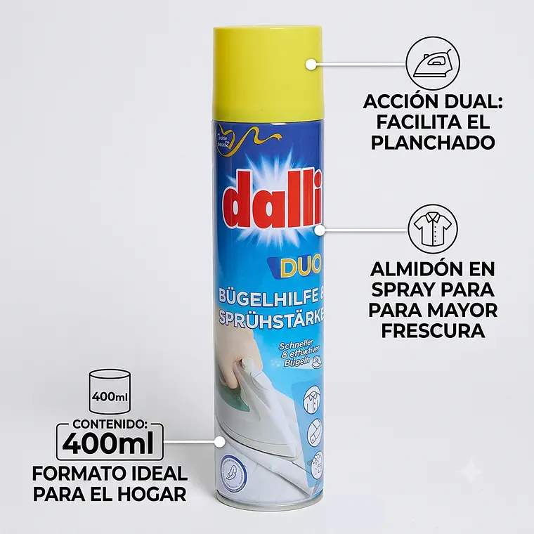Apresto Planchar Dalli Duo 2en1 Spray Antiarrugas 400ml 4