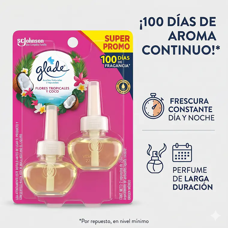 Glade Recarga Aceite Tropical Floral Pack 2 2