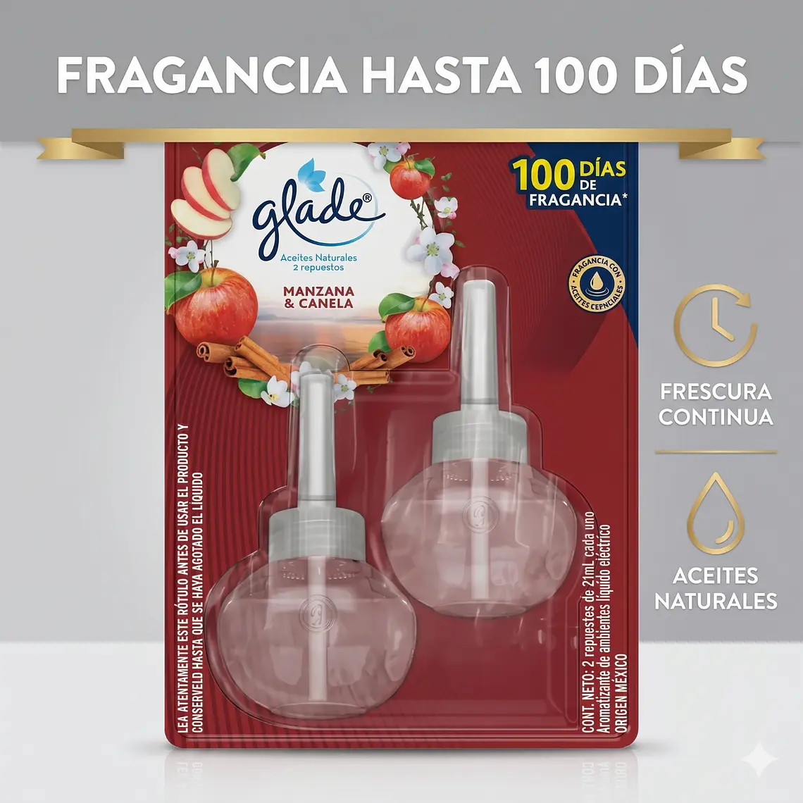 Recarga Glade Aceite Natural Manzana Canela 21ml x2 2