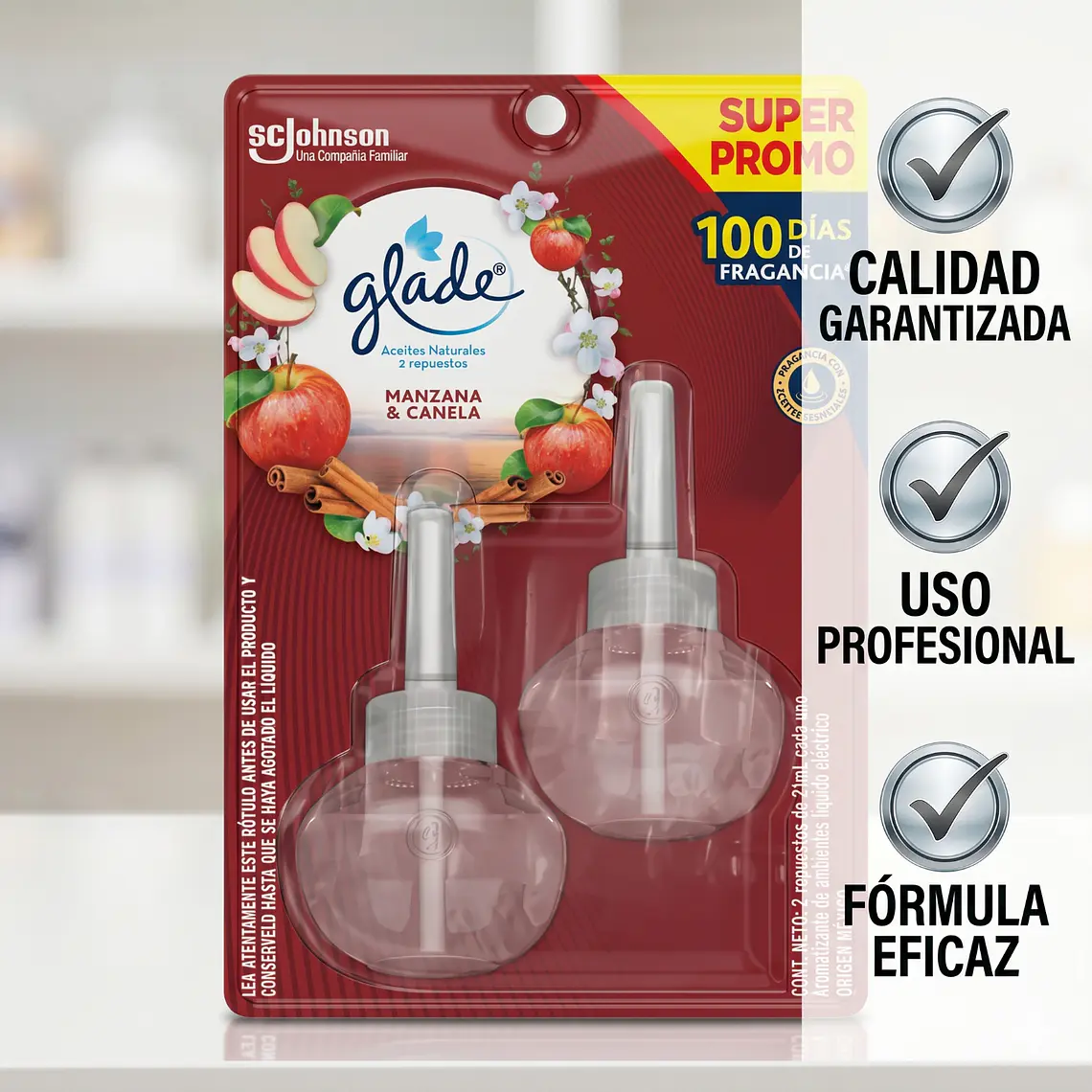 Recarga Glade Aceite Natural Manzana Canela 21ml x2 6