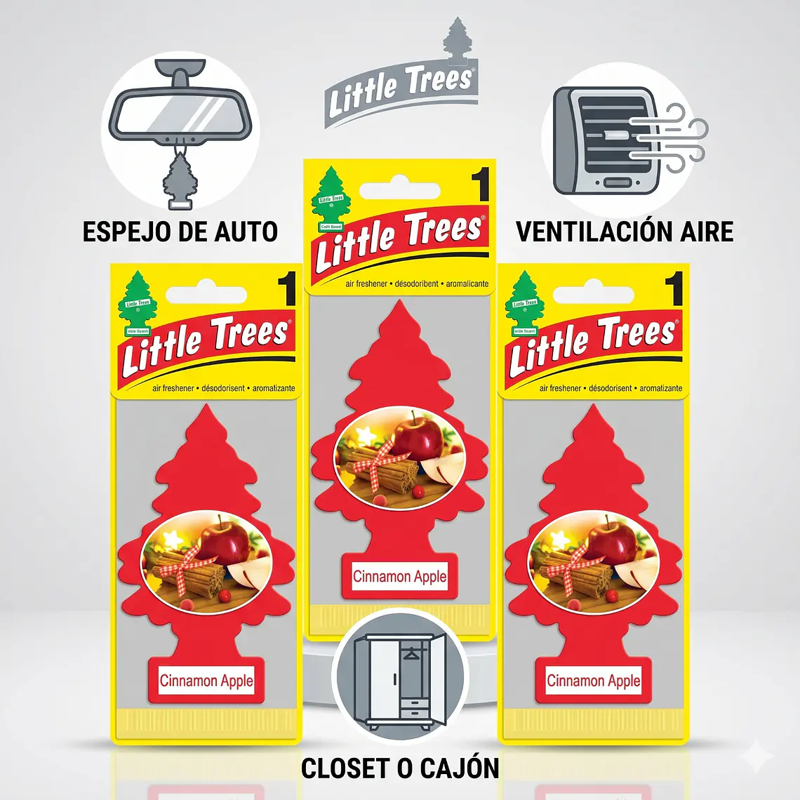Aromatizante Pino Manzana Canela Little Trees Pack X 3unid 3