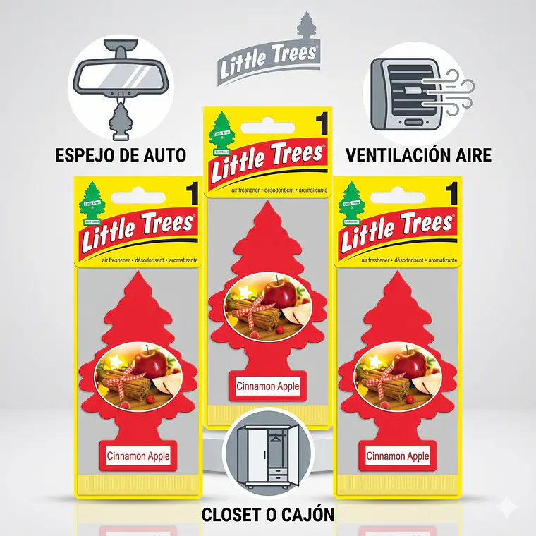 Aromatizante Pino Manzana Canela Little Trees Pack X 3unid 3