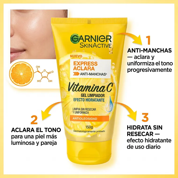 Gel Limpiador Garnier Vitamina C Anti Manchas 150g 3
