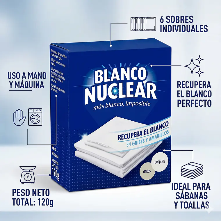 Quitamanchas Blanco Nuclear Sobres 6×120 g 3