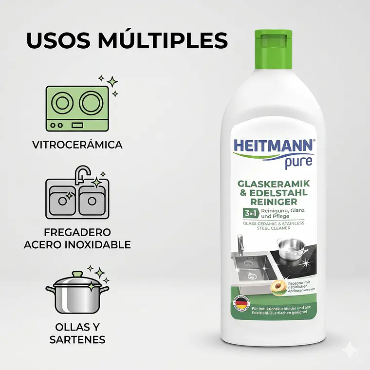Heitmann Limpiador Vitrocerámica y Acero Inox 250ml 4