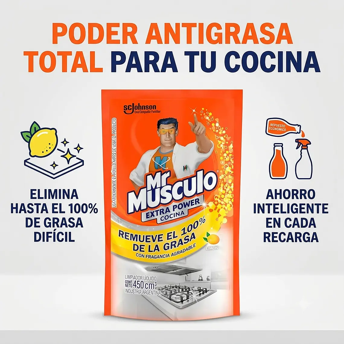Recarga Limpiador Extra Power Antigrasa Cocina 450ml 2