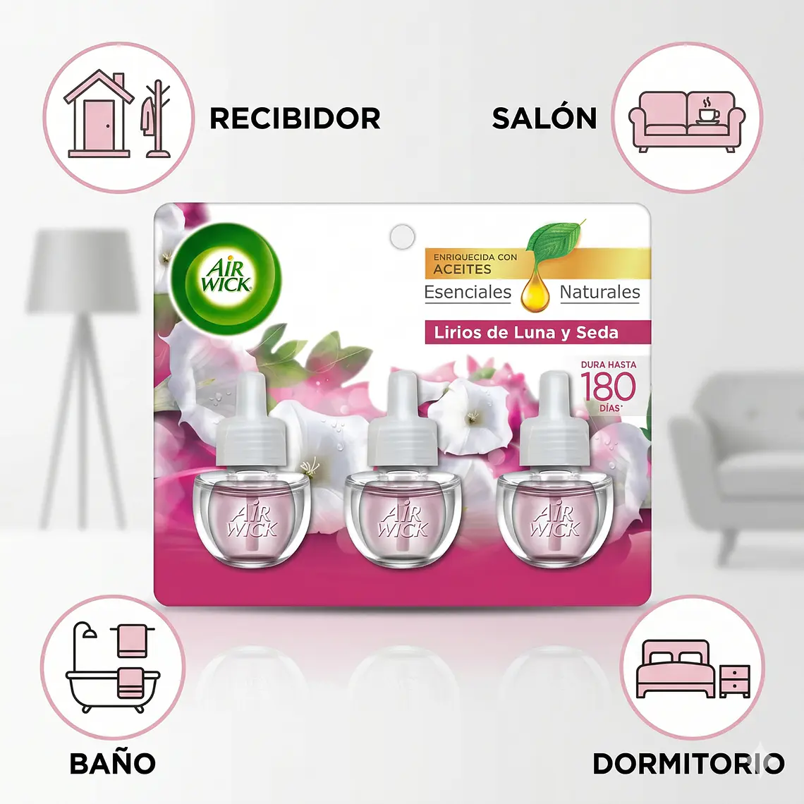 Recarga Desodorante Electrico Lirios Airwick 3unid X 21ml 2