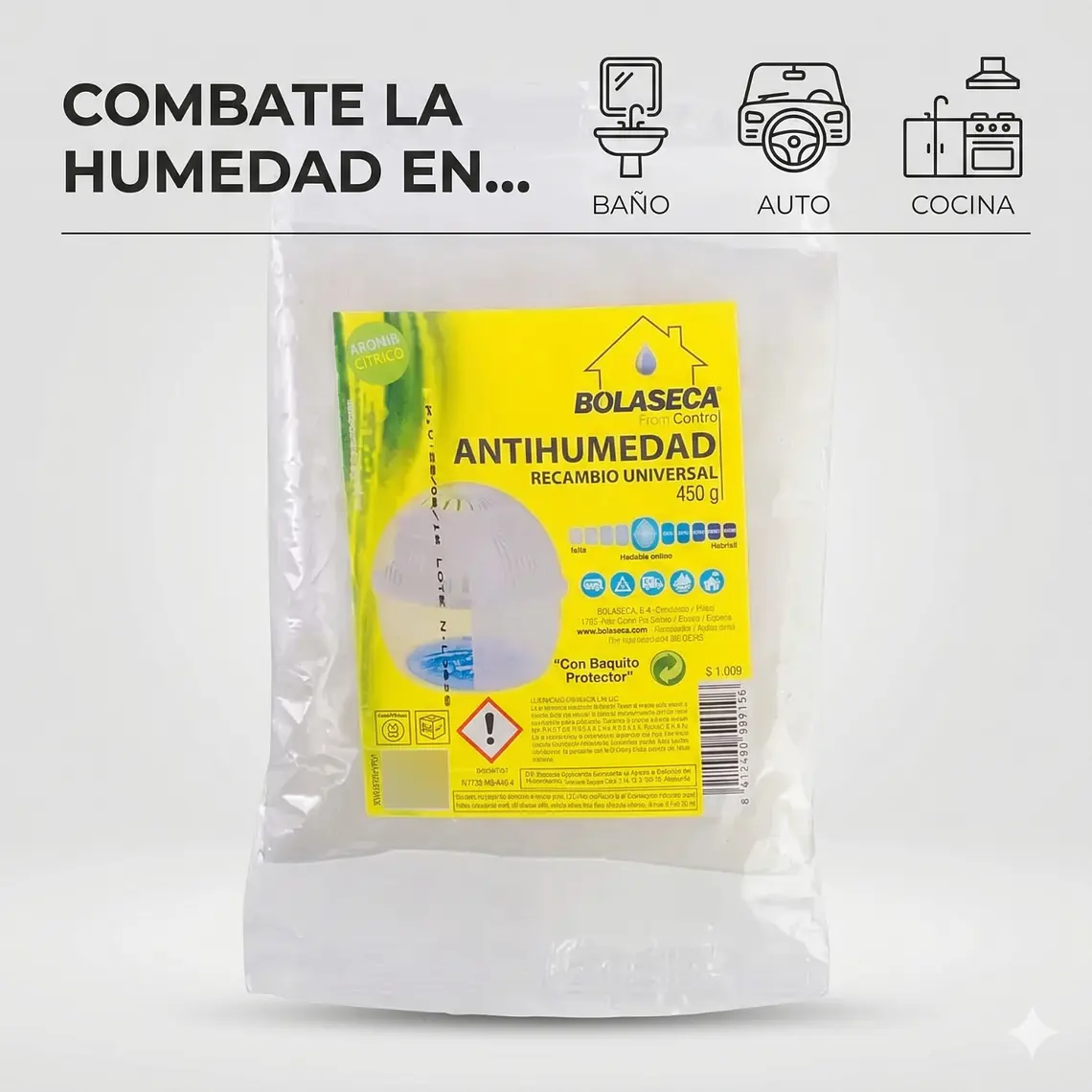 Sistema Antihumedad Bolaseca Recarga Cítrico 450g 3