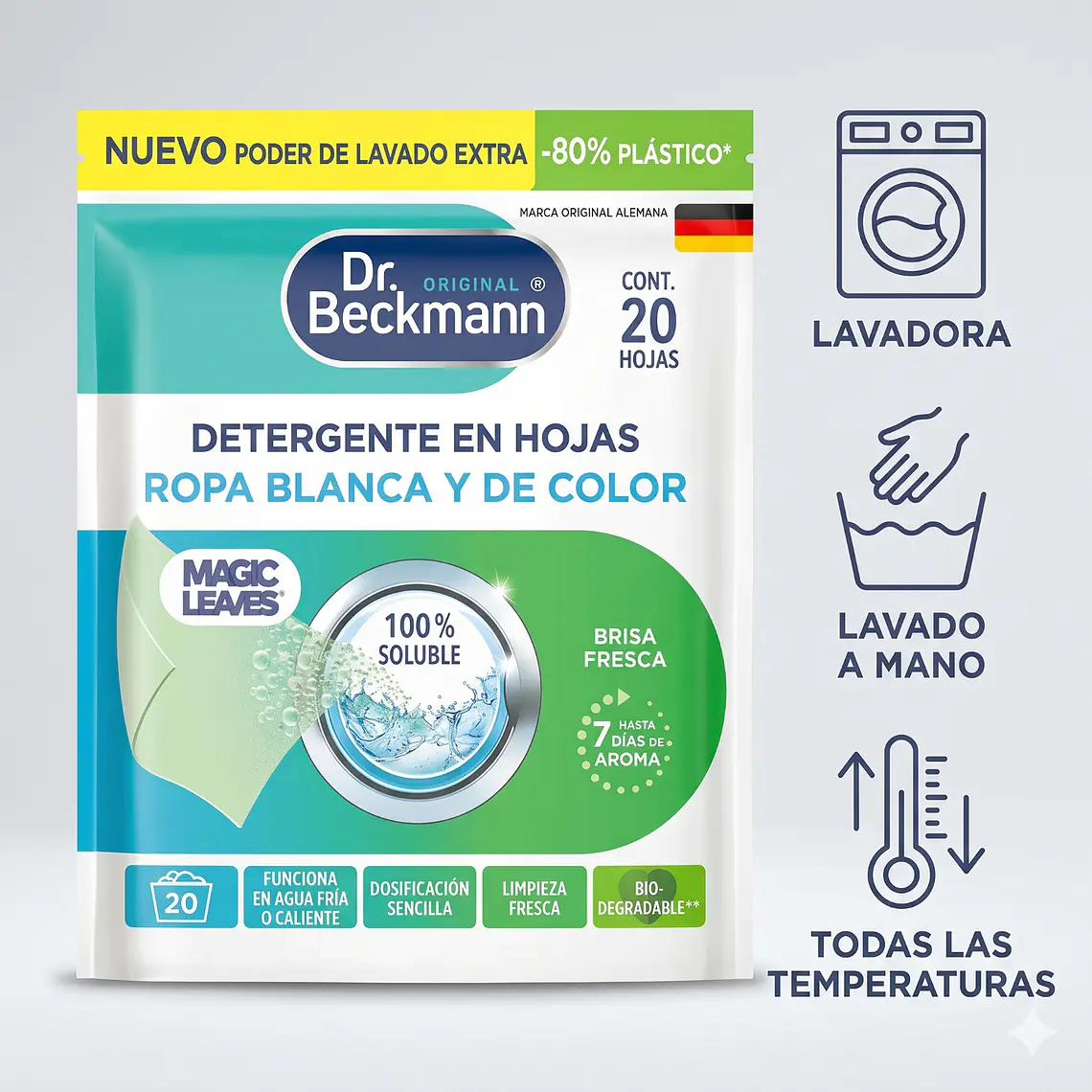 Detergente en hojas Dr. Beckmann Magic Leaves 20 hojas 4