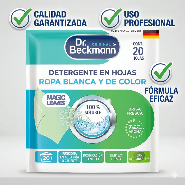 Detergente en hojas Dr. Beckmann Magic Leaves 20 hojas 6