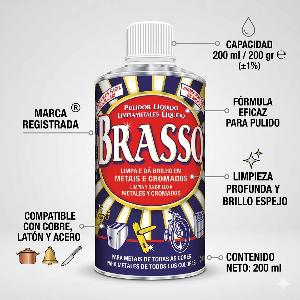 Limpiador Pulidor Cobre Laton Brasso 200ml 4