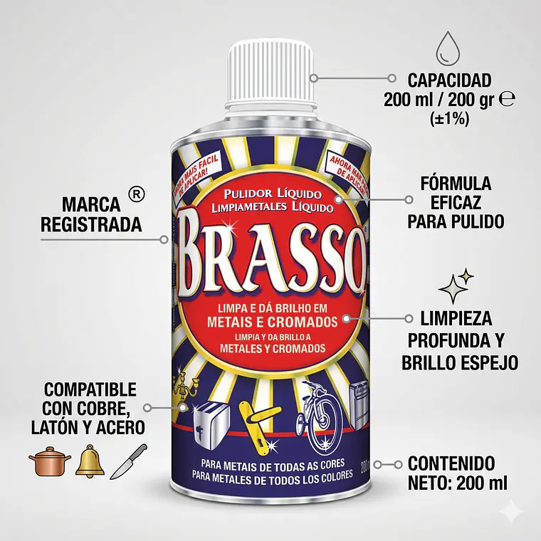 Limpiador Pulidor Cobre Laton Brasso 200ml 4