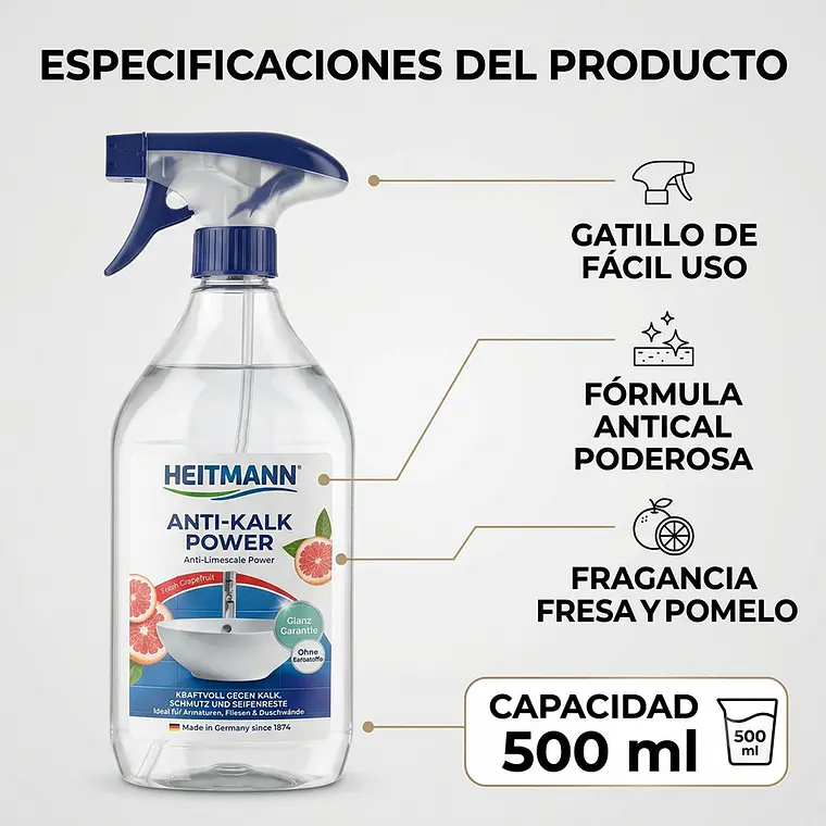 Limpiador Antisarro Baño Heitmann Antical 500ml 7