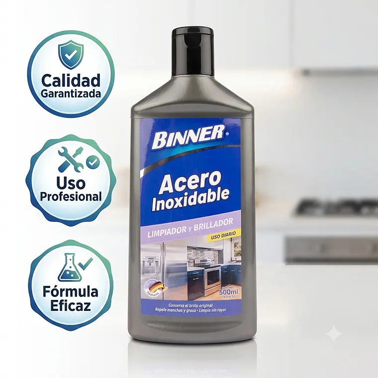 Limpiador y Brillador Binner Acero Inoxidable 500ml 3