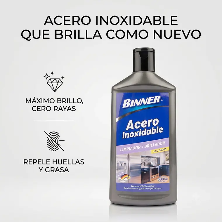 Limpiador y Brillador Binner Acero Inoxidable 500ml 4