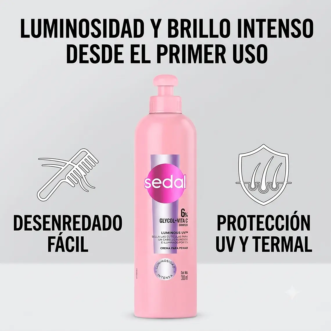 Crema Peinar Luminous Sedal 300ml Glycol Vitamina C Brillo 2
